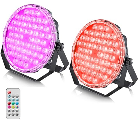 BETOPPER 54 x 1W LED Par Can Lights, RGB 3-in-1 DJ Stage Lights with Remote Control, DMX512, Sound Activated, Auto & Master-Slave Modes, Disco Lights for Party, Wedding, Club, Church, 2 Pack