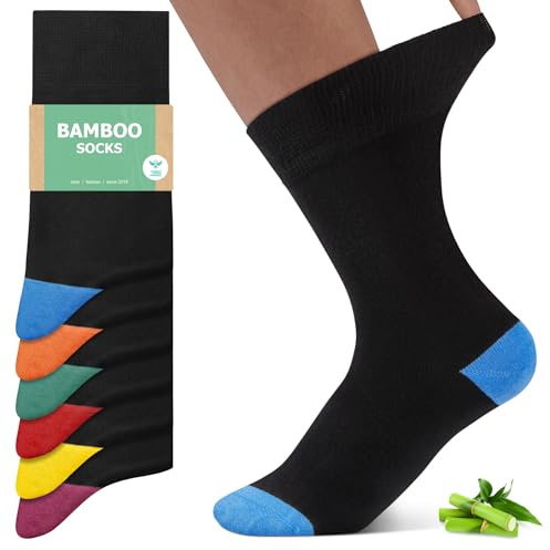 FALARY 6/12 pares de calcetines de bambú para hombre y mujer, muy suaves y cómodos
