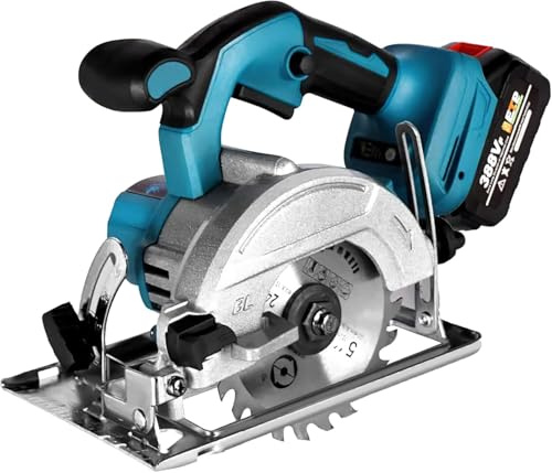 Handkreissäge Akku für Makita 18V, 125mm Akku-Kreissäge, Bürstenloser Motor, 0-45°, 45mm Schnitttiefe, Mini Kreissäge für Holz, Plastik (1 Akku et 1 Sägeblatt)