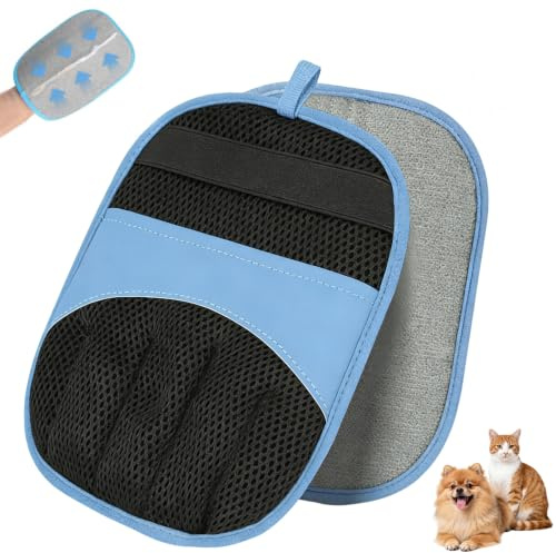 YUDANSI Pet Hair Remover Gloves, Five Finger Design Pet Grooming Glove | Pet Hair Removal Glove For Dogs Cats, Electrostatic Magic Brush For Sofa Carpet Clothes Car, Washable Dog Cat Hair Remover