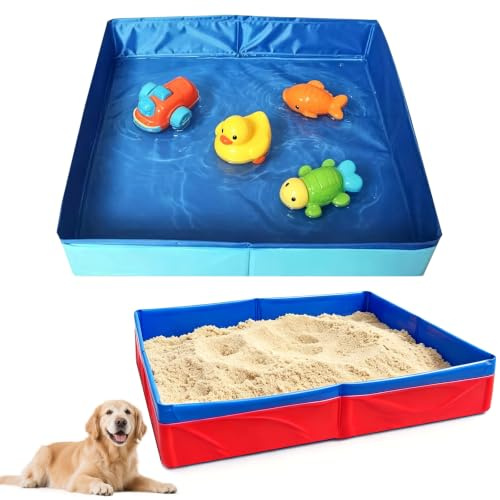 YumSur Hundepool Faltbar 2er Pack 50x50x10 cm Haustierpool | Faltpool für Hunde & Katzen, 50x50x10cm,Rutschfest,Robuste PVC, Balkon/Garten,Einfach Aufstellen,2 Stück