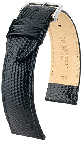 HIRSCH Unisex Uhrenarmband Eidechsen Style Modell Rainbow 19 mm Schwarz