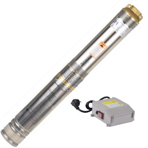 Agora-Tec® AT- 4 Zoll Edelstahl-Tiefbrunnenpumpe Brunnenpumpe 550W-4 mit 15 m Kabel max: 5,4 bar, max: 4000l/h