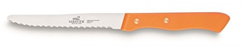 Sabatier - Set de 6 couteaux de Table SERIE 197-10,5 cm | Fabriqué en France, Lame Microdentée Inox et Rivets en Laiton, Parfait pour Couper Facilement Viandes, Fruits et Légumes
