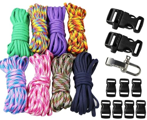 UOOOM 18er DIY Paracord Set Handgemachte Webart Survival Outdoor Armband Schlüsselanhänger Anhänger (Style B)