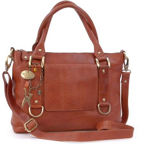 Catwalk Collection Handbags - Damen Leder Schultertasche Groß - Umhängetasche Gross - Arbeitstasche für Notizbuch A4 - Gallery