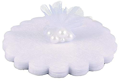 100 Pièces Sacs Organza Sac à Bonbon Sachet Faveur Sac en Tulle Rond Blanc pour Anniversaire Mariage Cadeau Bonbons Partie Bijoux (Style1-Blanc)