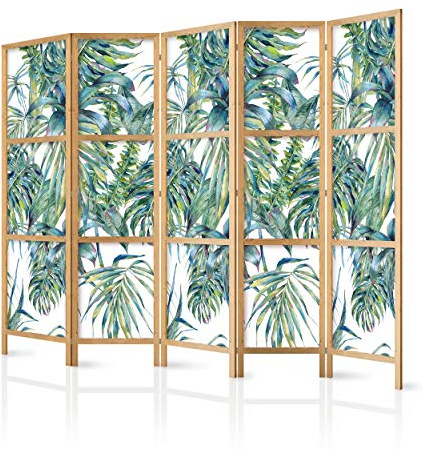 decomonkey Paravent Raumteiler Innen Blumen, 225x171 cm, 5-teilig, Spa Zen | Orient, Japan, Wohnzimmer, Room Divider, Wall, Raumteiler Stehend, Trennwand, Sichtschutz, Spanische Wand, Sichtschutzwand
