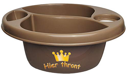 alles-meine.de GmbH 3 Kammer - Schüssel/Waschschüssel/Kinderwaschbecken - braun - Dunkelbraun Hier thront Bieco - mit Seifenablage - Organizer - Reinigungsmittel Aufbewah..