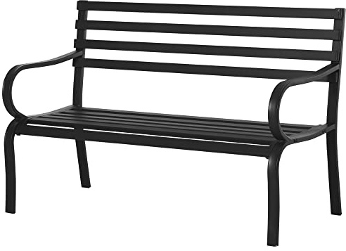 Outsunny 2 Seater Metal Garden Porch Chair Bench Stable Metal Bench Black