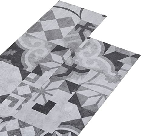 vidaXL PVC Laminat Dielen Rutschfest Vinylboden Vinyl Boden Planken Bodenbelag Fußboden Designboden Dielenboden 5,26m² 2mm Grau Muster