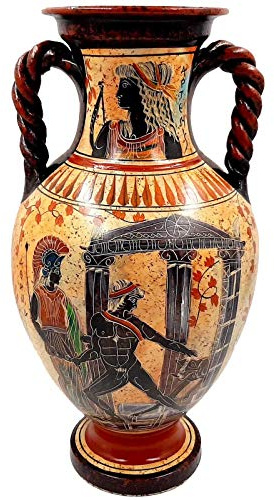 Griechische Vase, Amphore, 36 cm, zeigt Theseus und den Minotaurus