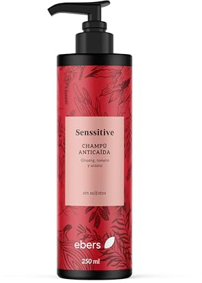 Ebers Champú Sin Sulfatos Anticaída 250 Ml (Ginseng, Romero y Aciano) protección del color con ingredientes de origen natural