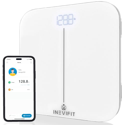 INEVIFIT Smart Premium Bathroom Scale, Highly Accurate Bluetooth Digital Bathroom Body Weight Scale, Precisely Measures Weight & BMI for Unlimited Users