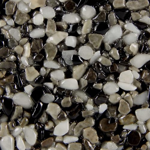 Terralith Steinteppich Marmor Komplett-Set für 1qm - Körnung: mittel - 4-6mm mit Polyurethan Bindemittel - für Außen in schwarz-weiß (contrasto due)