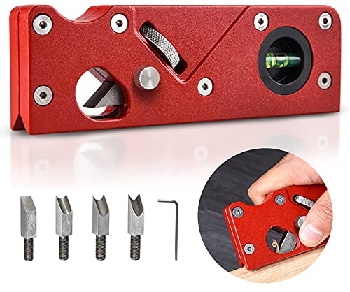 Holzbearbeitungskanten-Eckhobel mit 3 Schneidköpfe 45 Grad Schrägkante manuelle Hobel Anfasen und Trimmen Trimmhobel Fasenhobel Handhobel für Holzbearbeitung (Rot)