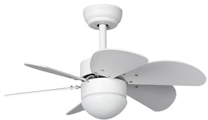 TECHBREY Ventilador de Techo Orion con Plafón LED y Mando a Distancia, 6 Velocidades, Temporizador, Silencioso, Color Blanco 81cm Motor DC 6 Aspas Sistema Reverse Air Dual, Modos Verano e Invierno
