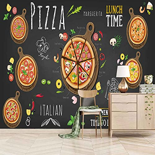 FVGKYS 3D Wall Art Photo Mural Customize Wallpaper of Any Size Restaurant Pizza Poster Self-Adhesive Wall Sticker 300x210cm for Living Room Bedroom Kids Room Dining Room Background Decorations