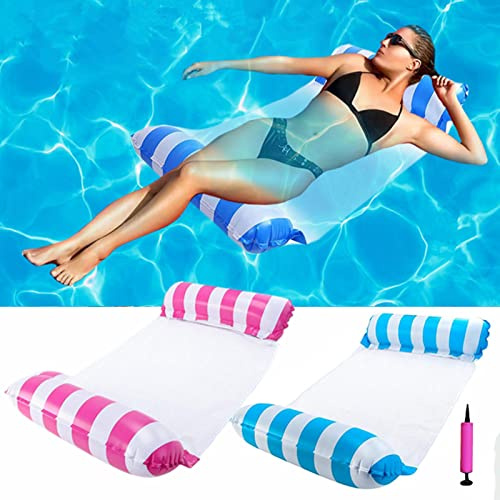 2Pack Inflatable Pool Floats Hammock, 4-in-1 Multi-Purpose Inflatable Hammock with Manual Air Pump for Pool Lake Beach, Pool Inflatables for Adults Kids (B)