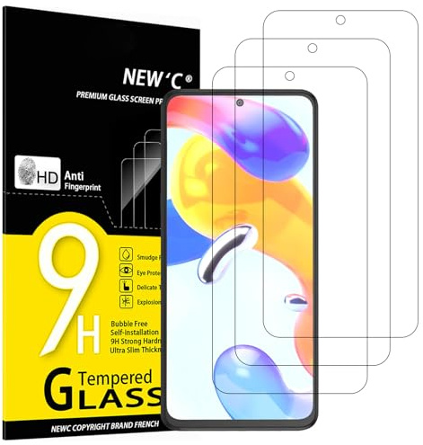 NEW'C 3 Piezas, Protector Pantalla para Xiaomi Redmi Note 11 Pro, Redmi Note 11 Pro 5G, Cristal templado Antiarañazos, Antihuellas, Dureza 9H, 0.33 mm Ultra Transparente, Ultra Resistente