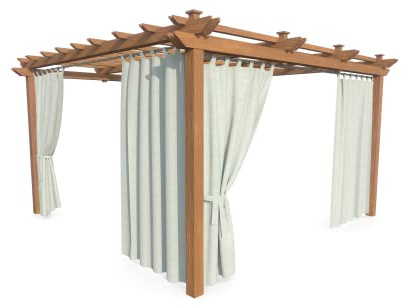 HOME DEKO Terrassenvorhang, Wasserdichter Gartenvorhang für Terrasse, Balkon, Pergola & Pavillon, Schlaufen mit Klettverschluss, Schutz vor Sonne, Regen & Wind, Hellgrau, 220 x 155 cm, 4 Stück