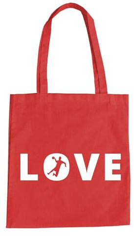 Love Handball Baumwolltasche - Wurf Sport Tunier Trainer Rot