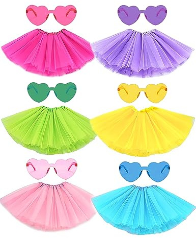 6 PCS Adult Tutus Skirts for Women Tutu Skirt Elastic Tulle Tutu Colored Tutus for Dance Runners Halloween Party(Colorful)