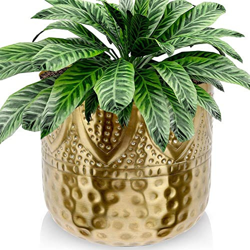 Vilde Übertopf Blumentopf Pflanzentopf Blumenvase Vase Blumen dekorativ aus | Metall Gold 19x18 cm