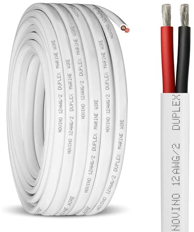 Cable marino de calibre 12, cable de cobre estañado dúplex de grado Maine de 50 pies 12 AWG, cable eléctrico marino para barco, Maine, automóvil, etc. cableado al aire libre