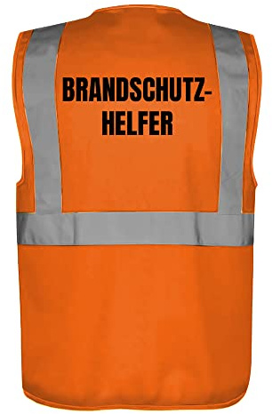Fassbender-Druck WARNWESTEN - Sicherheitsweste GELB mit Taschen und Reißverschluss nach EN ISO 20471 zertifiziert - Warn Weste für BRANDSCHUTZHELFER - Unisex mit hochwertigem Reflektorstreifen