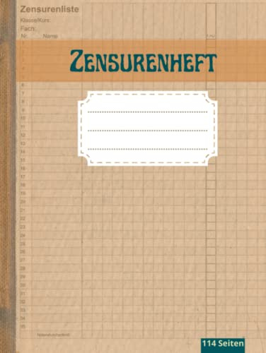 Zensurenheft: Notenheft Lehrer für den Fachlehrer (bis zu 25 Klassen) | Schulnotenheft für alle Schularten | Hardcover Zensurenbuch A4 mit extra großen spalten | 114 Seiten