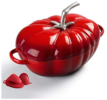 FCSHFC Smaltato Ovale Pentola Ghisa Forno Olandese con Coperchio Forno Induzione Sicuro Doppia Maniglia for Cottura al Forno, Stufare, Piatti in Casseruola