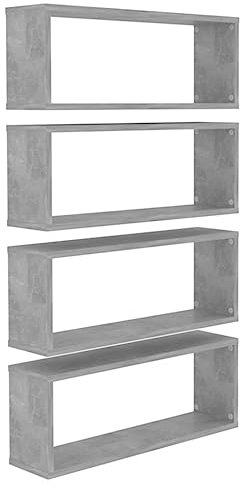 vidaXL Mensole Parete a Cubo 4pz Grigio Cemento 60x15x23cm Multistrato