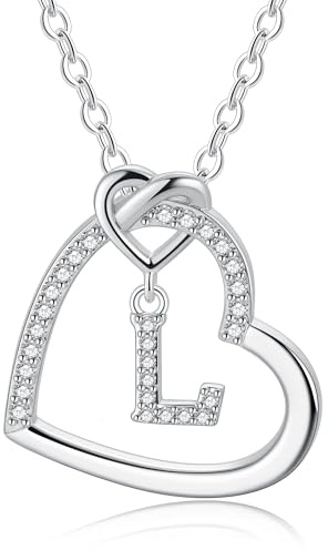 TINGN Kette Damen Gold Silber- Gold Kette Damen Herz Halskette Buchstaben A-Z Ketten Geschenke für Frauen Mädchen Geschenk Personalisierte Geschenke für Kinder Halskette Mädchen Schmuck Geschenk