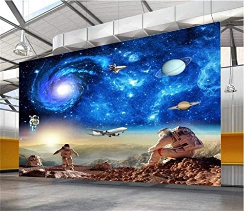 Fototapete 3D Effekt Tapete Weltraum Kosmos Astronaut 3D Tapeten Wandbilder Wohnzimmer Schlafzimmer Kinderzimmer Dekoration Wanddeko