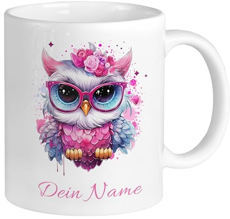 GRAZDesign Tasse Eule mit Namen personalisiert - Geschenke für Frauen & Mädchen Eulentasse Keramik 330ml