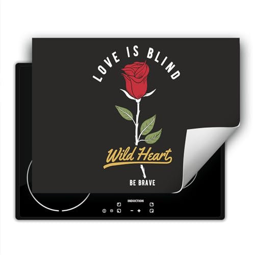 DarHaus Copri piano cottura induzione 80x52 cm copertura per piano cottura vinile - grigio scuro - rosa rossa