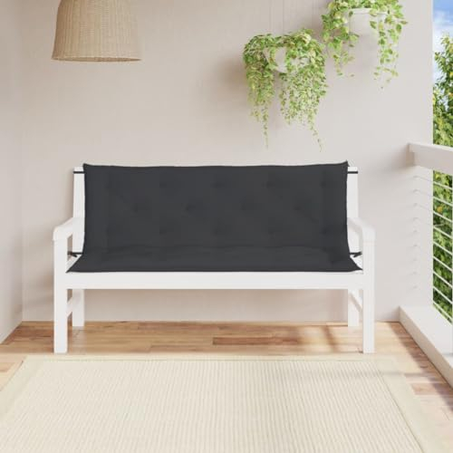 LAPOOH Gartenbank-Auflagen 2 STK. Schwarz 150x50x7 cm Oxford-Gewebe, Terrassenmöbel, Wetterfeste Bank, Outdoor Bank, Parkbank, Garten Banken, Deko Bank, Gartenmöbel - 361704