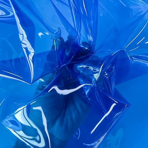 ONEART | Blau Transparentes Vinyl-Stoff 91×135 cm, Mehrzweck- 0.3 mm Klares Wasserdicht TPU-Gewebe Meterware für Nähen Handwerk und Heimdekor