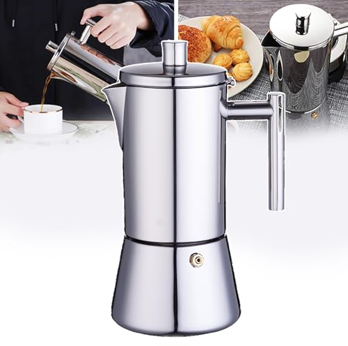 Moka Pot/Espresso Pot Cups - Anti-Scalding Handle/Lid, Leak-Proof Spout, Silicone Gasket Seals - Great for School/Office
