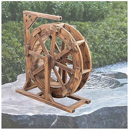 Fuente de madera con ruedas de agua para jardín, patio, estanque, piscina, fuente ornamental de cascada, ruedas Feng Shui, decoración al aire libre para patio, piscina y jardín