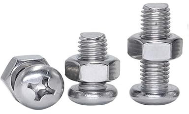 Generisch 50Sets Micro M1 M1.2 M1.4 M1.6 304 Edelstahl Schraubenmuttern-Set Kreuzrundkorsett Flachkopfschraube Sechskantmuttern Kombination(M1.2x10mm)