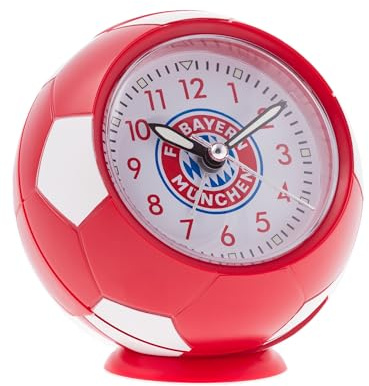 FC Bayern München I Wecker Fußball I Analog I Unisex I Rot I Maße: 9×9×4.5 cm