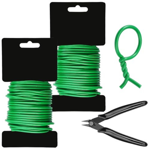 TESSTSY 2 Rollen Filo Verde per Legare Piante 3.5 mm x 10 m, Filo per Piante Rampicanti con Cutter, Filo da Giardino Morbido Verde, Filo per Legare, Filo Giardino per Piante Rampicanti Pomodori Fiori