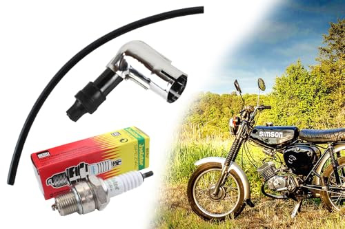 Zündungs-Set, 3-teilig mit Zündkerze Isolator M14 260 + Zündkerzenstecker 5 K-Ohm, 90° + 25cm Zündkabel für Simson S50 S51 S70 SR50 SR80 KR51 SR4-2 SR4-3 SR4-4