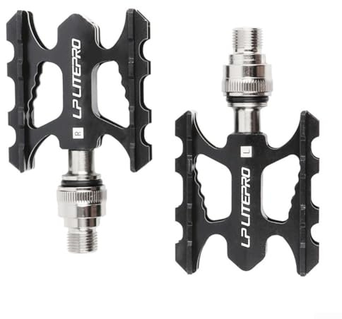 Eawfgtuw Ultralight Aluminum Alloy Bicycle Pedals, Lightweight Cycling Pedals with Quick Release System Sealed Bearing Non-Slip Design for Mountain Road Folding Bikes(black)