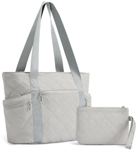 TORISKY Bolsos de Mujer Con Compartimentos Cremallera Grandes Mujer Shopper Tote Bag para viajar Trabajo 2Pcs Set(DSB002-Grey)