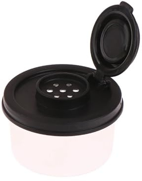 Mini saliera e pepiera, per picnic, cucina, pranzo, viaggio, spezie, coperchio trasparente colorato, dispenser in plastica sigillata (nero)