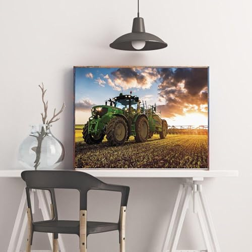 LXTOPN Tracteur Images sur Toile - Agriculture - Peinture sur Toile Moderne - Impression HD - Poster - Décoration Murale pour Salon - Sans Cadre - Vert I, 40 x 60 cm