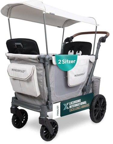 WonderFold L2 Double Stroller Wagon - Grey